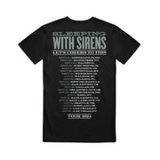 sleeping with sirens Skeletons Cheer Tour - Black T-Shirt back