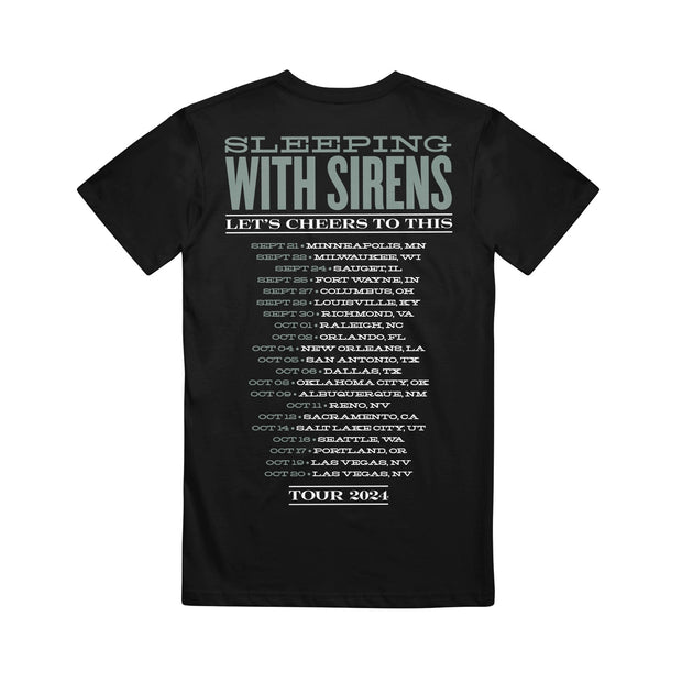 sleeping with sirens Skeletons Cheer Tour - Black T-Shirt back