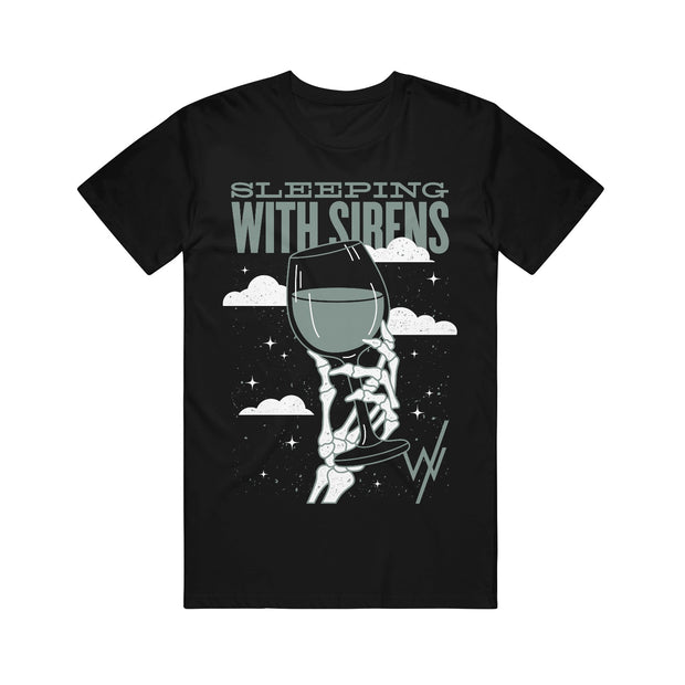 sleeping with sirens Skeletons Cheer Tour - Black T-Shirt front and back